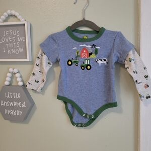 John Deere Green and Blue Baby Bodysuit